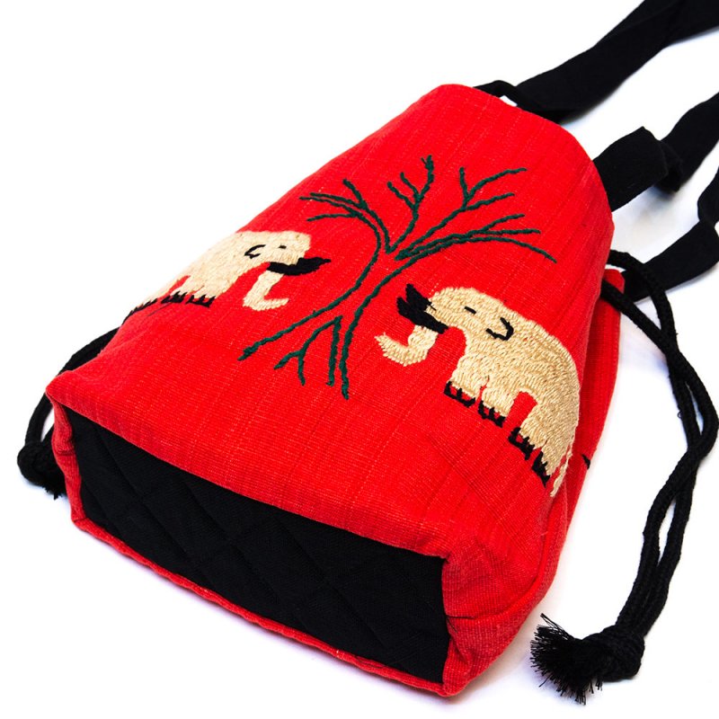 ナガ族 手織布と手刺繍の巾着トートバッグ Type.6