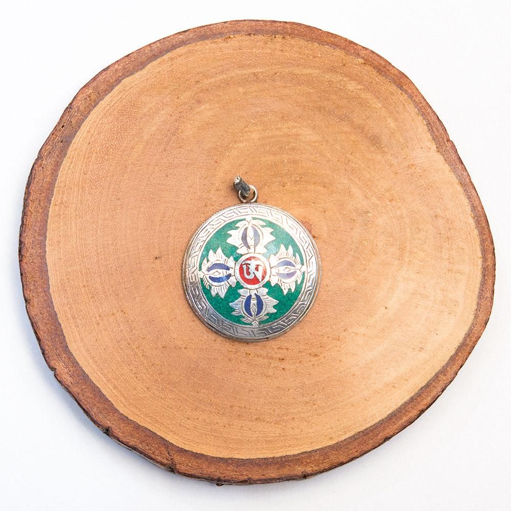 チベット密教仏具】ドルジェ＆梵字シルバーペンダントトップ｜旅