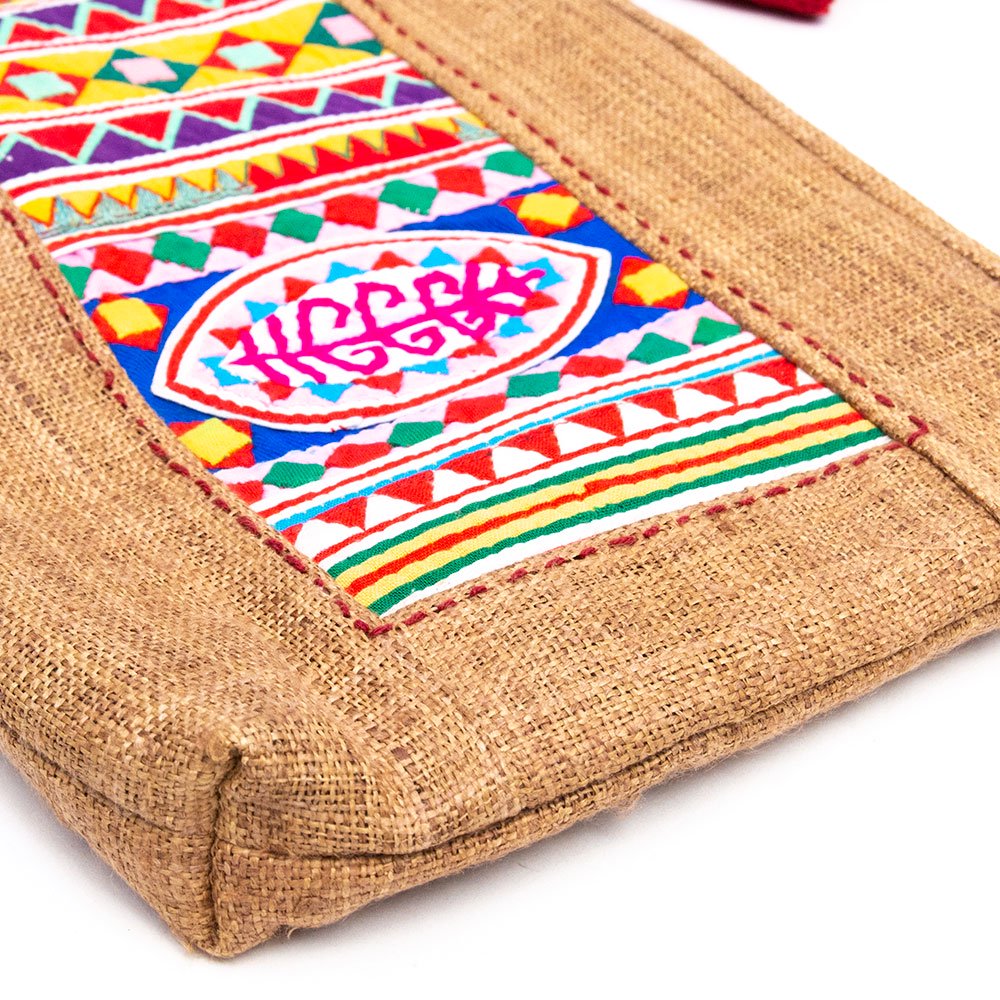 ThongPua モン族刺繍古布のタッセル付きポーチ Type.5｜民族雑貨通販ゆいゆい堂