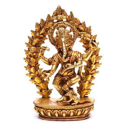 【ネパール製】インドの神様 ガネーシャ像（金メッキ）