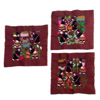 アカ族の手刺繍タペストリー モン族手刺繍タペストリー ブラック | ルンピニー