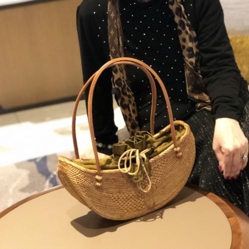 インドネシア バリ島工芸品 アタの持ち手付きバッグ - カゴ