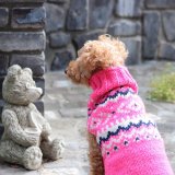 【Chilly Dog Sweaters】ウール100% ドッグセーター　Pink Nordic Dog Sweater