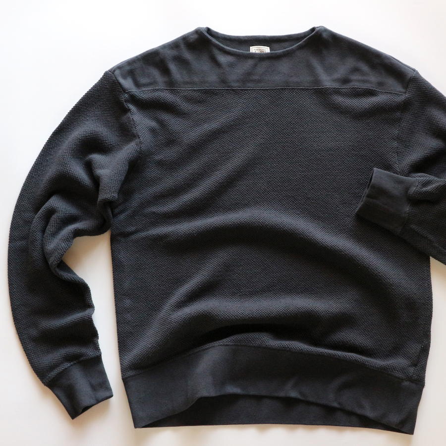 LOOP & WEFT - ONLINE SHOP / LRC1107 SHADOW BORDER BIG SEED STITCH KNIT  CLASSIC BOATNECK / 国産Tシャツ 日本製カットソー