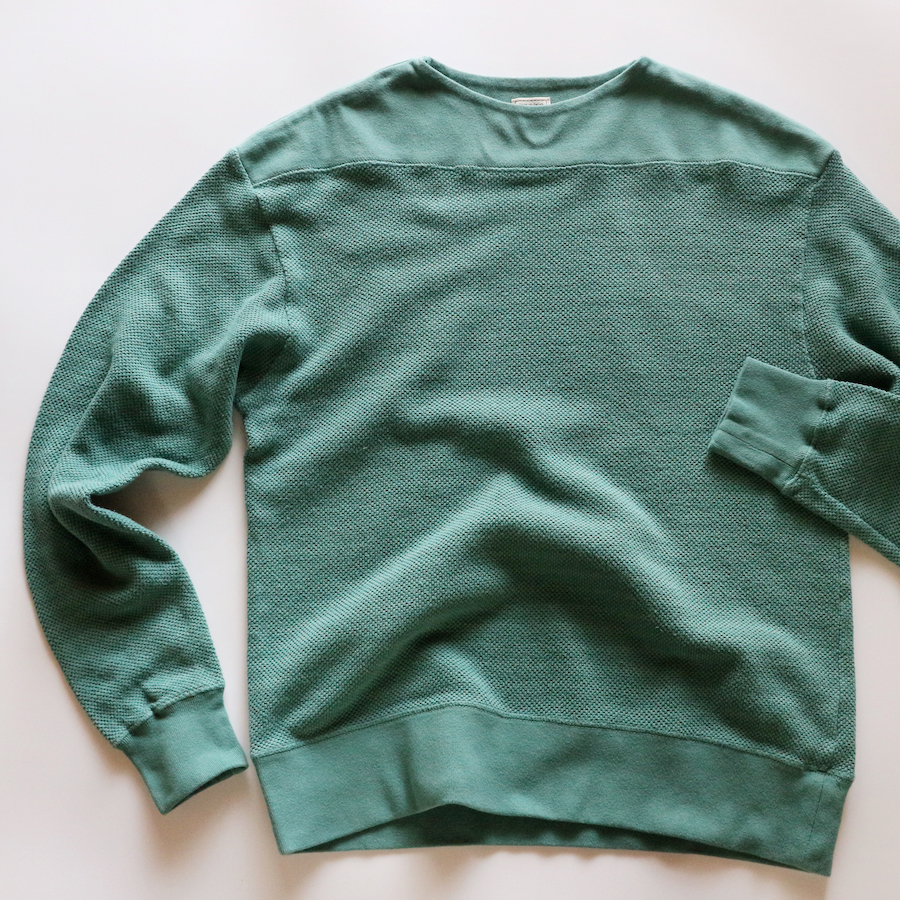 LOOP & WEFT - ONLINE SHOP / LRC1107 SHADOW BORDER BIG SEED STITCH KNIT  CLASSIC BOATNECK / 国産Tシャツ 日本製カットソー