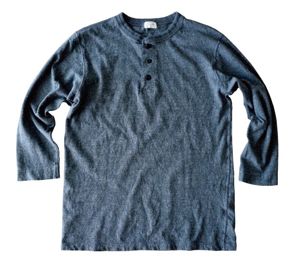 VINTAGE NEPPED KNIT Q/S HENLEY NECK