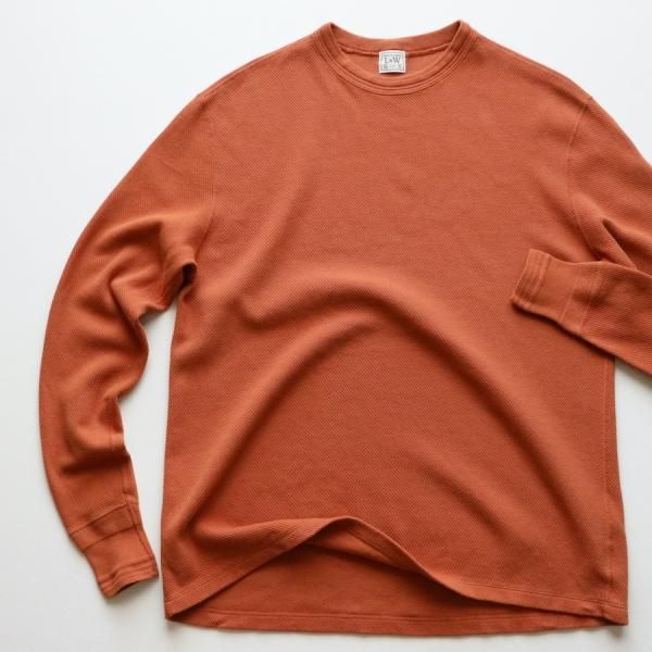 ヴィズヴィム赤いリブ編み長袖カットソーサーマル LOOP & WEFT - ONLINE SHOP / LRC1080 FINE ARAN HONEYCOMB