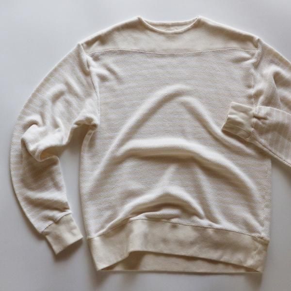 LOOP & WEFT - ONLINE SHOP / LRC1107 SHADOW BORDER BIG SEED STITCH KNIT  CLASSIC BOATNECK / 国産Tシャツ 日本製カットソー