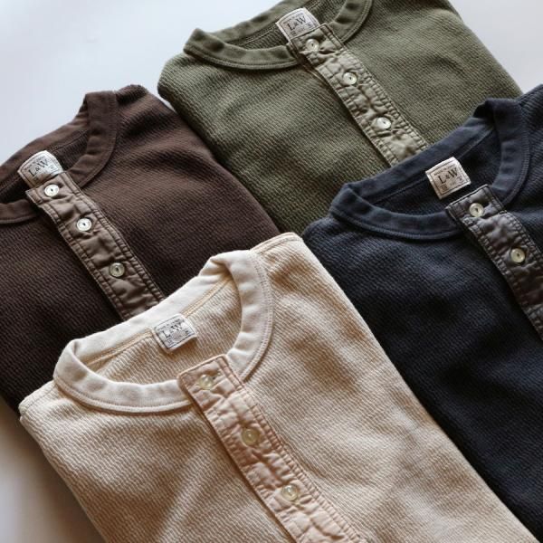 SUPIMA LONG HONEYCOMB KNIT HENLEY NECK THERMAL