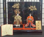京都、平安光義作　京10番　皇宮雛　菊塵立ち雛 　60�飾り台セット　