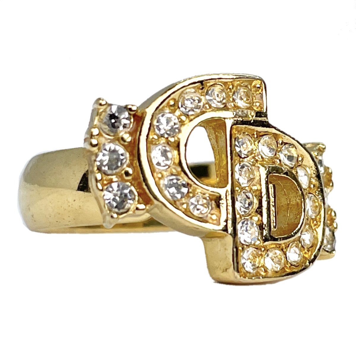 極美品✨Christian Dior リング 指輪 ラインストーン ゴールド-