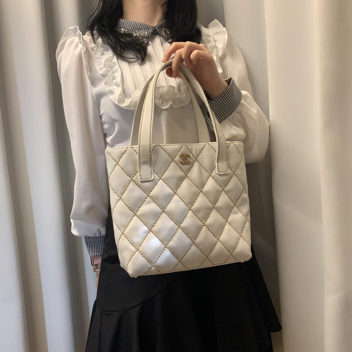 CHANEL シャネル ワイルドステッチ ココマーク レザー トート