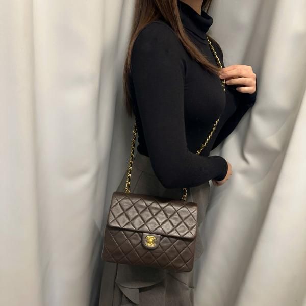 CHANEL マトラッセ 茶色 ミニショルダーバッグ 20㎝ カード・シール付き / 24121801