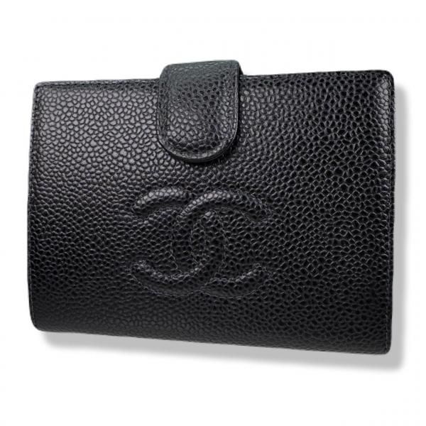 CHANEL 財布 キャビアスキン ココマークステッチ がま口 カード・シールNo9513159 / 25043001
