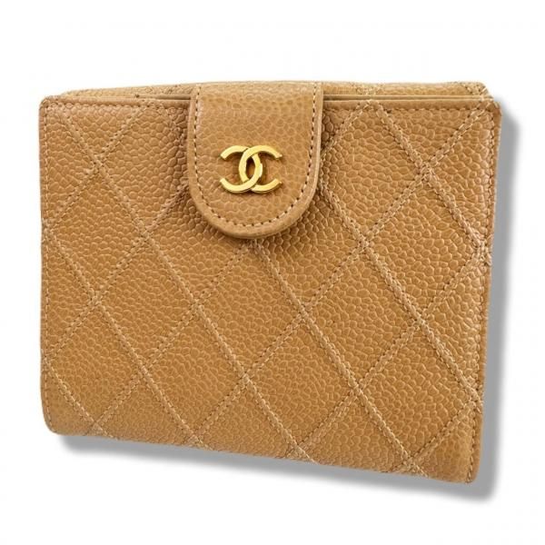 CHANEL 二つ折り財布 キャビアスキン ビコローレ 美品 No4590769/24070310