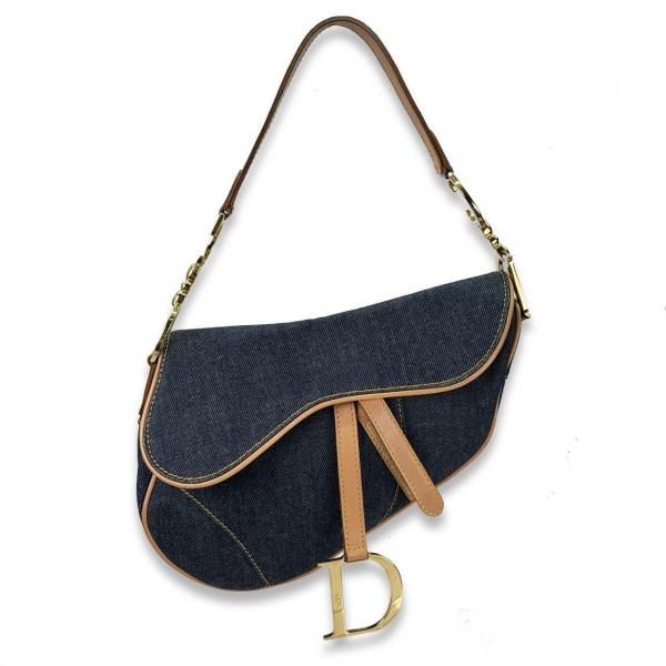 Dior ディオール サドルバッグ ハンドバッグ デニム 内部スカーフ柄　RU0030/25020709