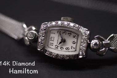 HAMILTON ハミルトン 14金ケース&ダイヤモンド アンティーク機械式時計 *3366hamilton - きよみのアンティーク-自社サイト