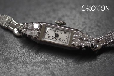 CROTON クロトン 　14金ケース＆大粒ダイヤモンド　アンティーク機械式時計　*3391croton - きよみのアンティーク-自社サイト
