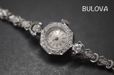 BULOVA オクタゴンケース 大粒ダイヤモンド 14金ケース＆ブレス