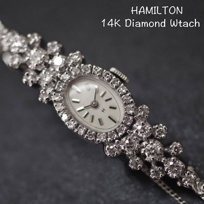 HAMILTON ハミルトン 大粒ダイヤモンド 14金ケース＆ブレス