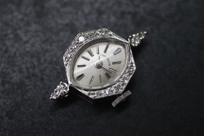 エルジン　腕時計　14金ホワイトゴールド　ダイヤアンティークウォッチ