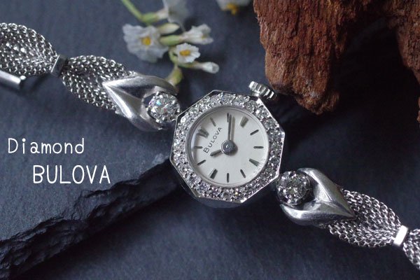 ブローバ BULOVA 腕時計 手巻き式 14K ダイヤ ジュエリー ウォッチ