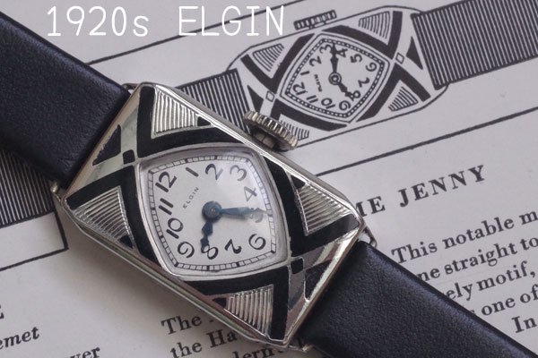 1920s ELGIN エルジン エナメル アールデコ レディース 機械式時計 1年