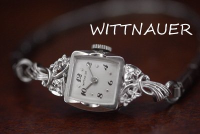WITTNAUER アンティーク腕時計　14k ダイヤモンド　ホワイトゴールド