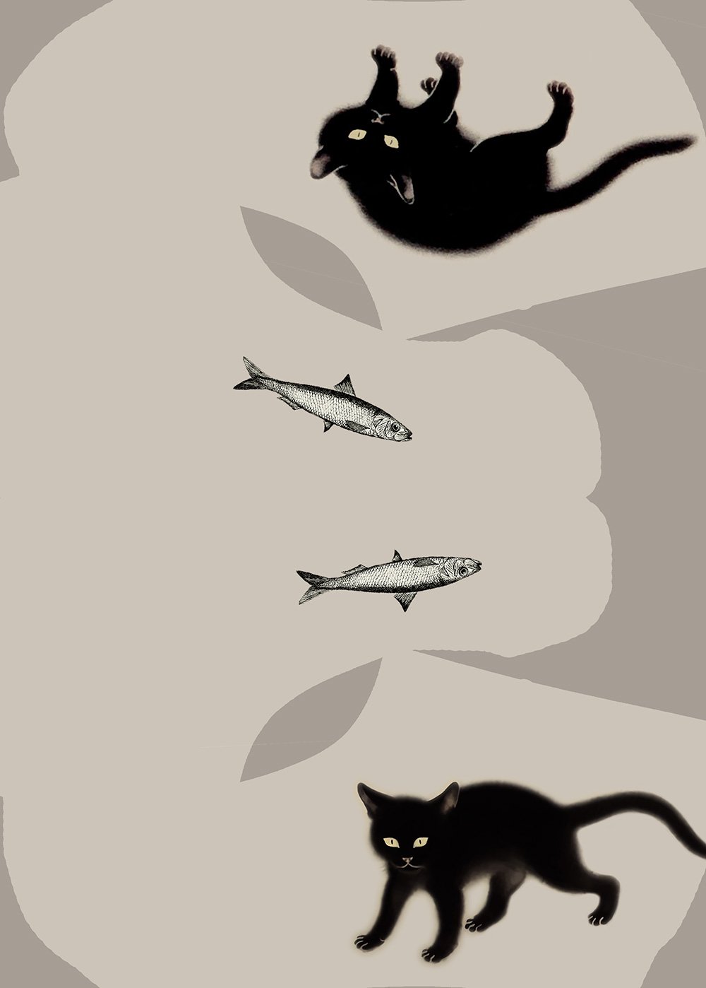 足袋 sT1902412 黒猫と魚柄 即納品 - ゴフクヤサンドットコム