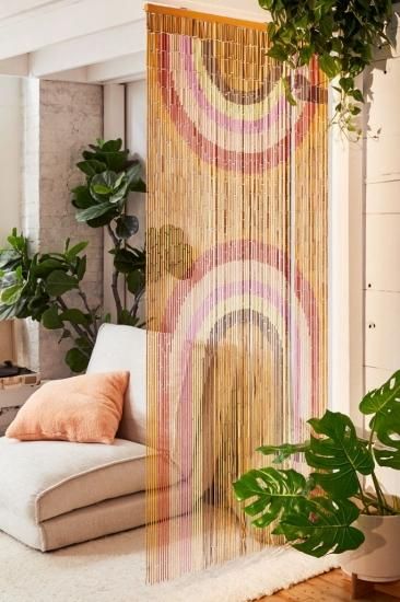 新品　アーバンアウトフィッターズ　バンブーカーテン Rainbow Bamboo Beaded Curtain - 【アーバンアウトフィッターズ