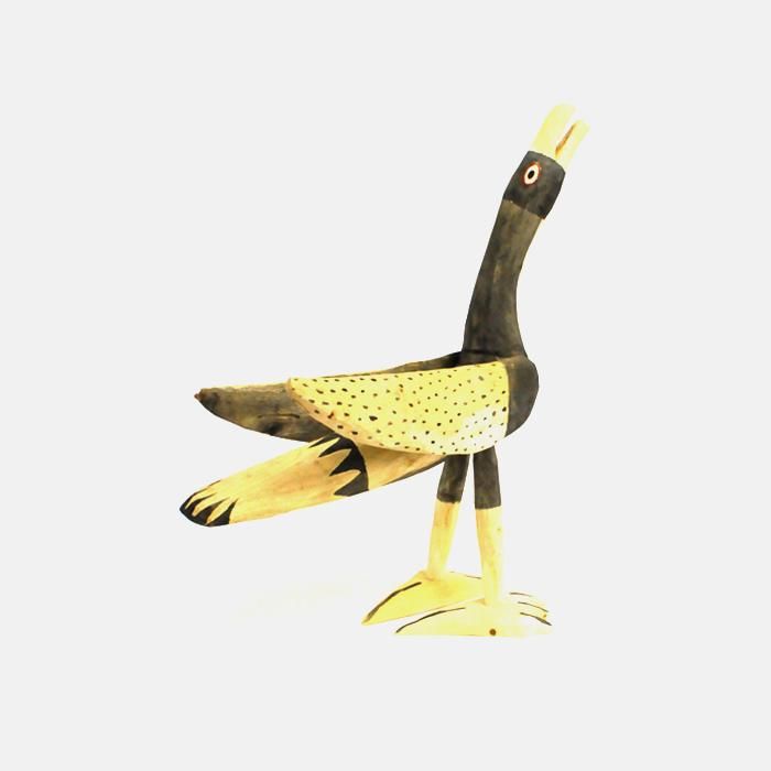 Wood Carving | Bird | Long | Black - Stripe-inc. Online Shop