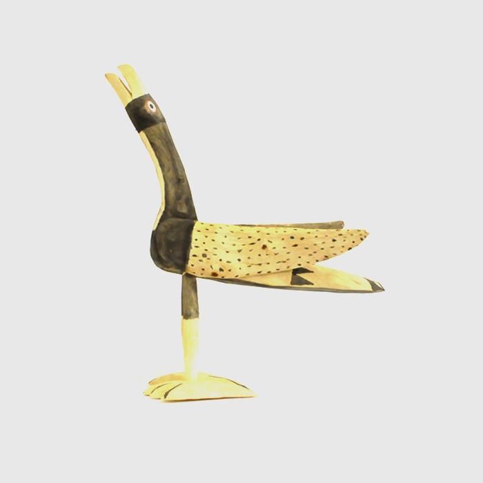 Wood Carving | Bird | Long | Black - Stripe-inc. Online Shop