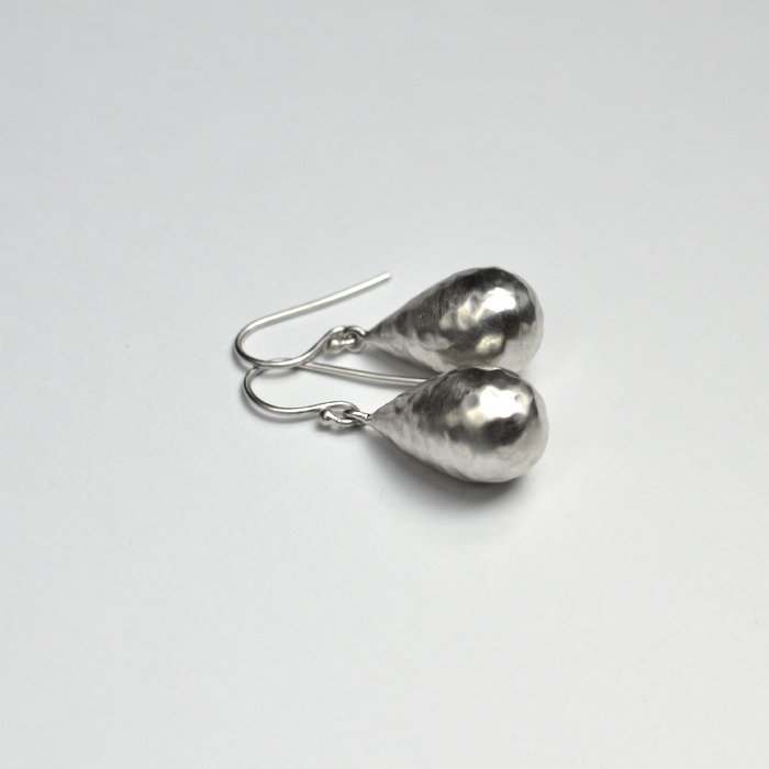 Tej Kothari | Large Silver Drop Earrings - Stripe-inc Online Shop