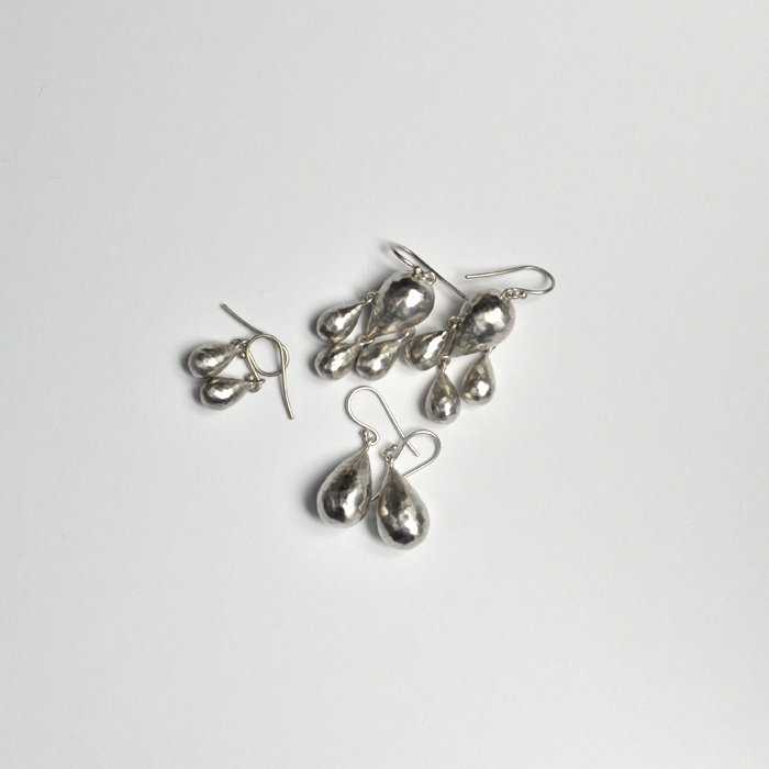 Tej Kothari | Large Silver Drop Earrings - Stripe-inc Online Shop