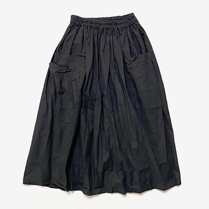 homspun | バルキーシーチング ダブルポケット ギャザースカート | ブラック- Stripe-inc Online Shop