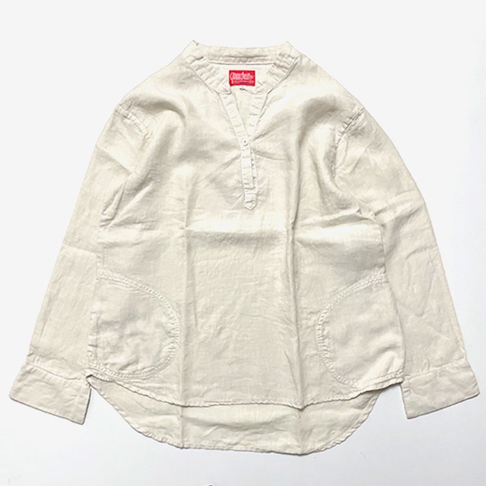 GROWN IN THE SUN | DYED LINEN | イージーシャツ | O.WHITE - Stripe