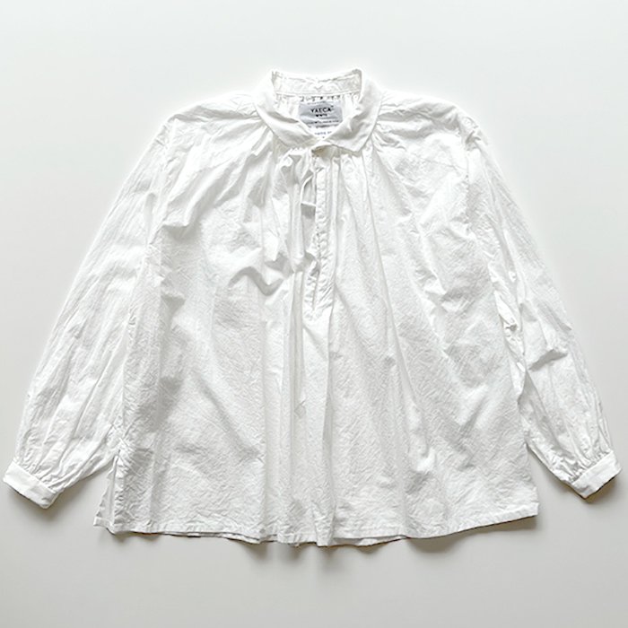 YAECA | WOMEN | WRITE | 92101 ギャザーブラウス | WHITE - Stripe-inc Online Shop