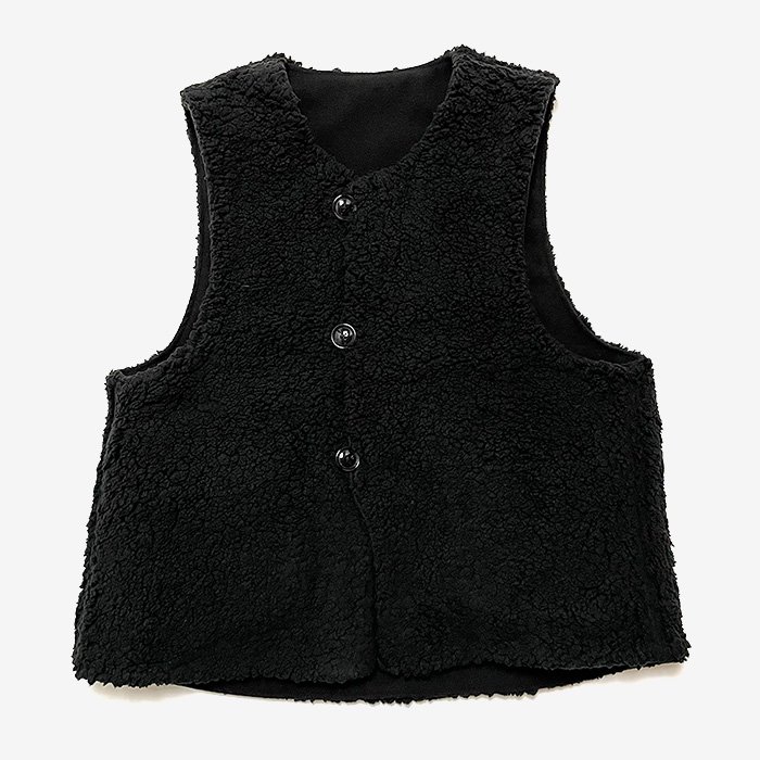 ENGINEERED GARMENTS | OVER VEST | POLYESTER FAKE MELTON | BLACK -  Stripe-inc Online Shop