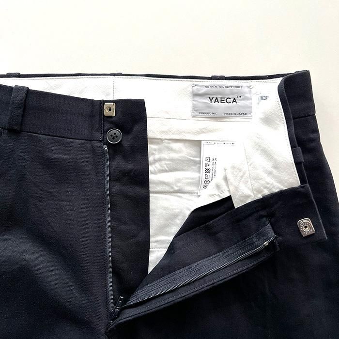 YAECA | WOMEN | チノ ワイドテーパード | NAVY - Stripe-inc