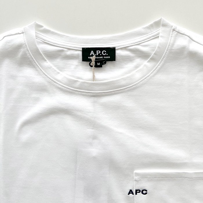 A.P.C. [アー・ペー・セー] 刺繍入りポケット付Tシャツ 白 - Tシャツ ...