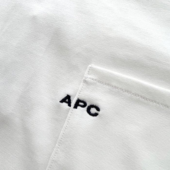 A.P.C. HOMME | 刺繍入りポケット付長袖Tシャツ | White - Stripe-inc 