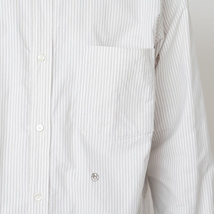 nanamica | Button Down Stripe Wind Shirt | Taupe(TU)- Stripe-inc