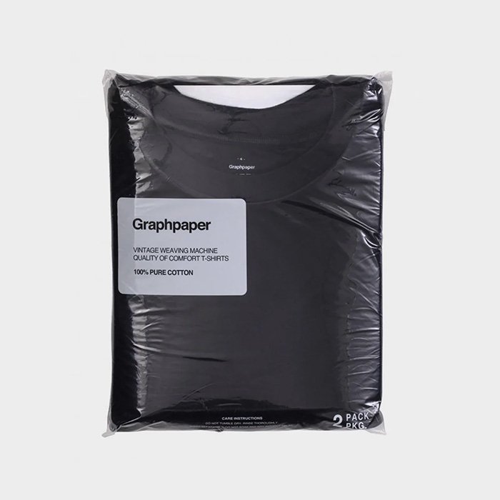 Graphpaper | Men | 2-Pack Crew Neck Tee | Black- Stripe-inc