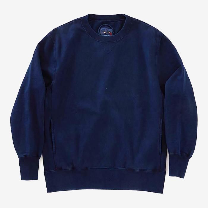 BLUE BLUE JAPAN | MEN | オーガニックウラケ テゾメ クルーネック スウェットシャツ | INDIGO -Stripe-inc  Online Shop