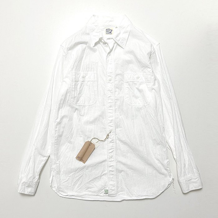 orSlow | Unisex | White Chambray Work Shirt | White- Stripe-inc Online Shop