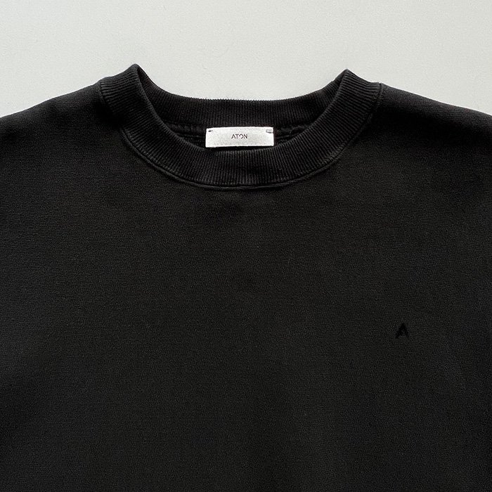 ATON | GARMENT DYE URAKE OVERSIZED SWEAT SHIRT | BLACK - Stripe-inc Online  Shop