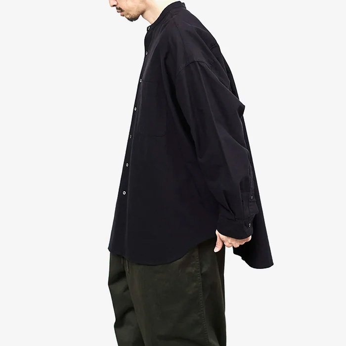 Graphpaper | Men | Oxford Oversized Band Collar Shirt | Black - Stripe-inc.  Online shop