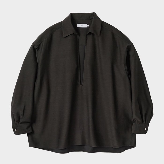 Graphpaper | Men | Wool Cupro Skipper Shirt | Black - Stripe-inc 