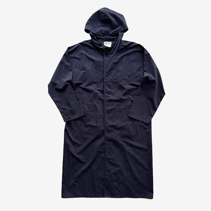 YAECA | UNISEX | CONTEMPO | HOODED RAINCOAT | NAVY- Stripe YAECA | UNISEX | CONTEMPO | HOODED RAINCOAT | NAVY- Stripe
