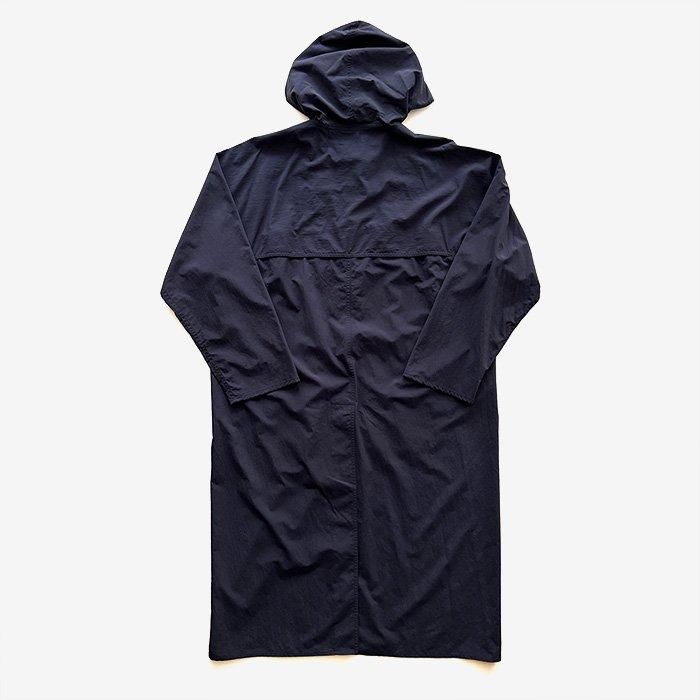YAECA | UNISEX | CONTEMPO | HOODED RAINCOAT | NAVY- Stripe-inc